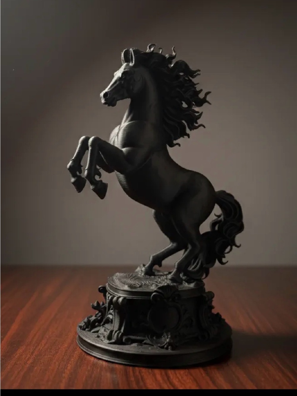 Black Rearing Horse Sculpture - Decorative Home Art
